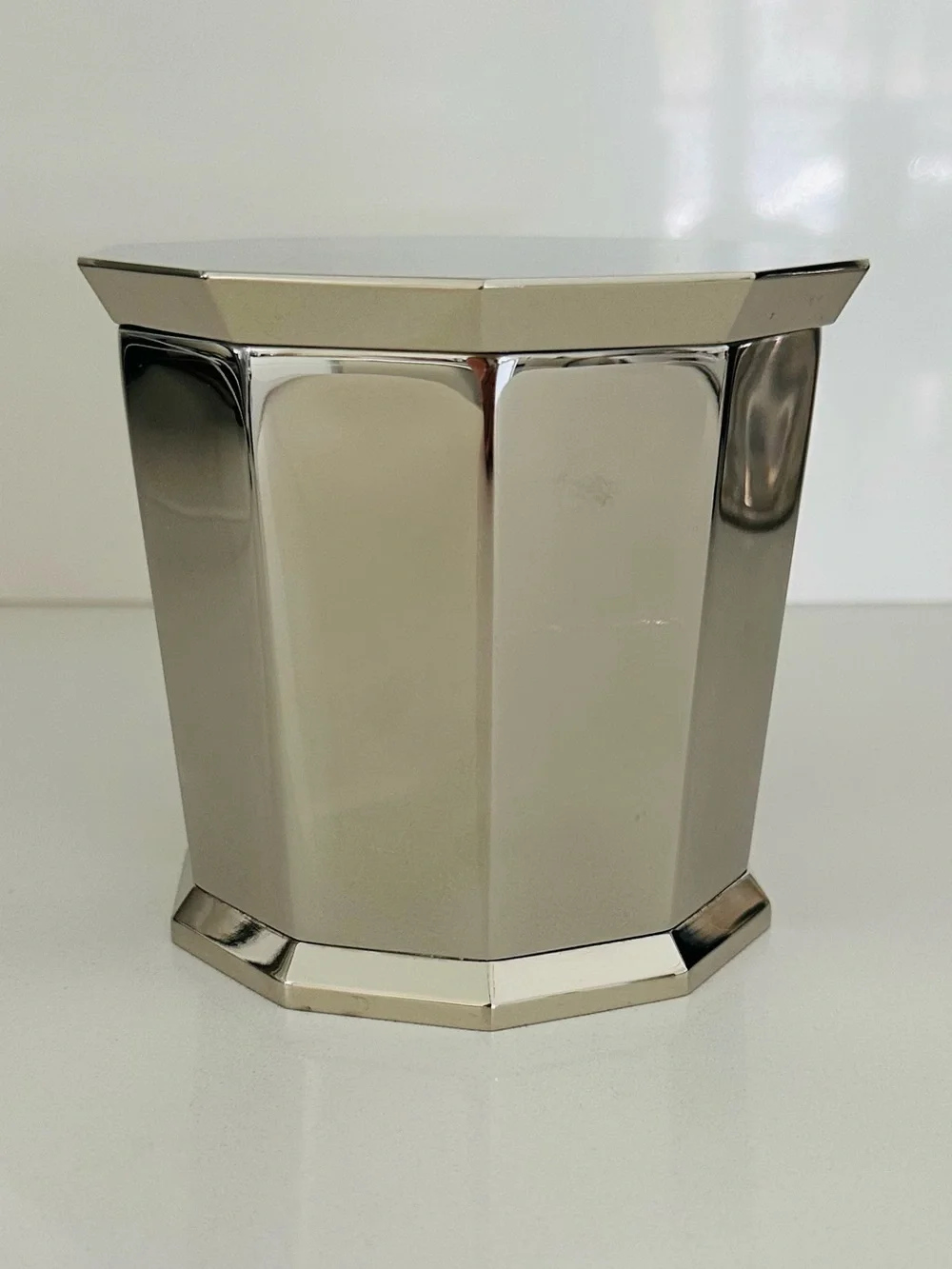 Restoration Hardware Faceted Wide Canister in Polished Nickel